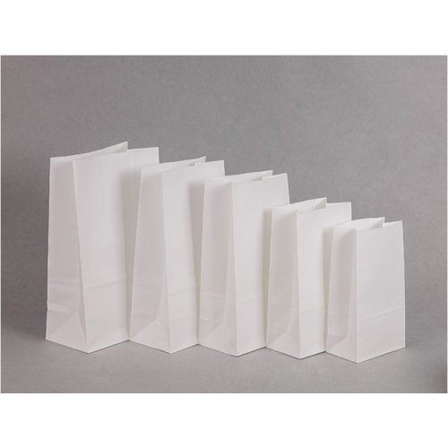 Saco de embalagem de papel kraft branco com fundo plano